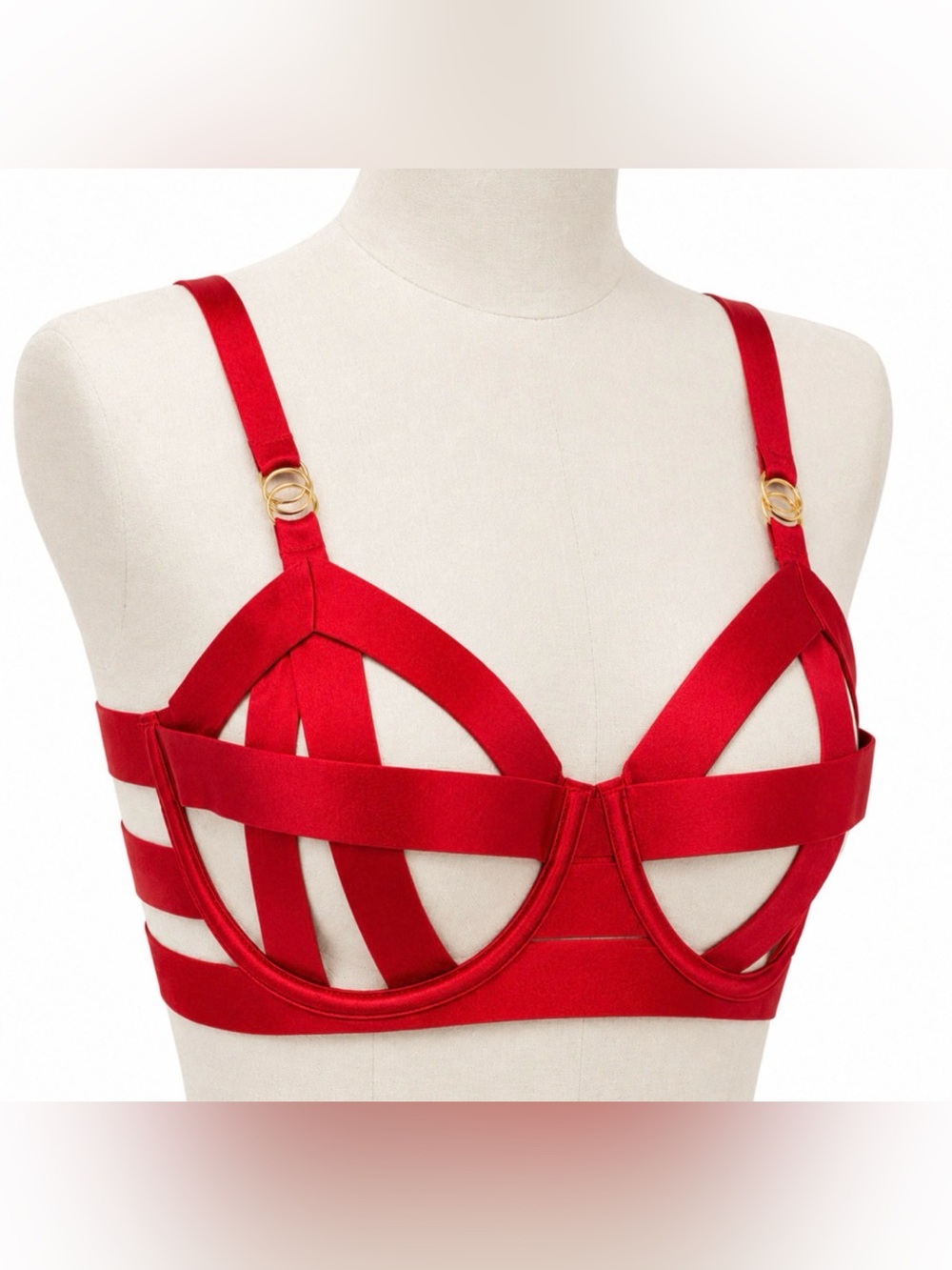 VICTORIA'S SECRET RED UNLINED VERY SEXY STRAPPY OPEN CUP DEMI BRA 34C